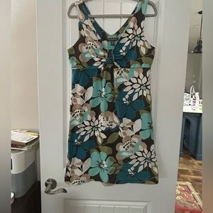 Tommy Bahama Teal and Brown Floral Sundress Size M